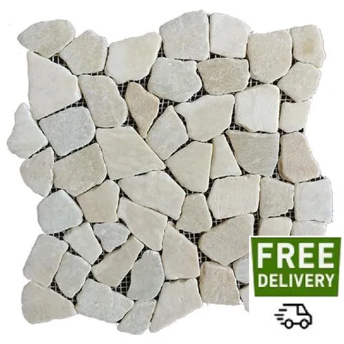 Rain Forest Rain Forest pebble tiles 5-Pack White 12-in x 12-in Honed Natural Stone Pebble Mosaic Floor Tile, photo 3 of 3