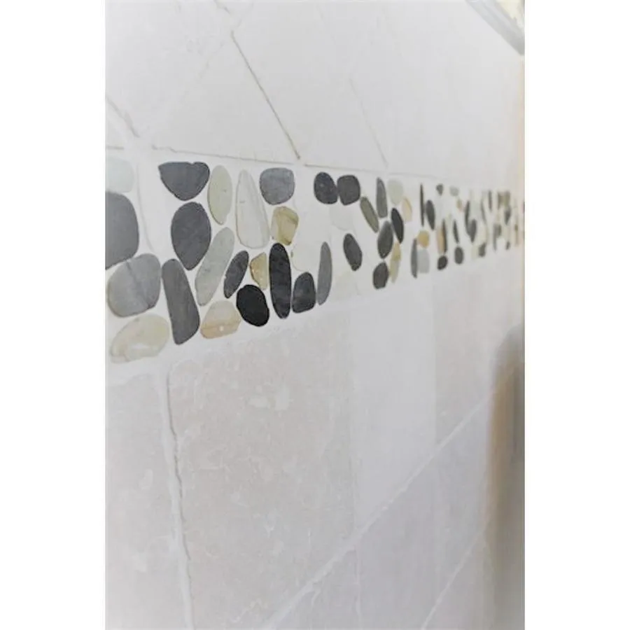 Rain Forest Rain Forest pebble tiles 5-Pack White, Gray, Tan 12-in x 12-in Honed Natural Stone Pebble Mosaic Floor Tile, photo 2 of 3