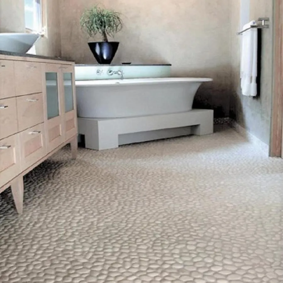 Rain Forest Rain Forest pebble tiles 5-Pack Grey 12-in x 12-in Natural Natural Stone Pebble Mosaic Floor Tile, photo 2 of 3