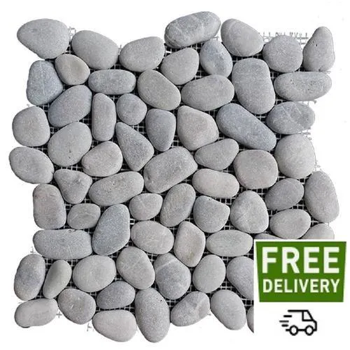 Rain Forest Rain Forest pebble tiles 5-Pack Grey 12-in x 12-in Natural Natural Stone Pebble Mosaic Floor Tile, photo 3 of 3