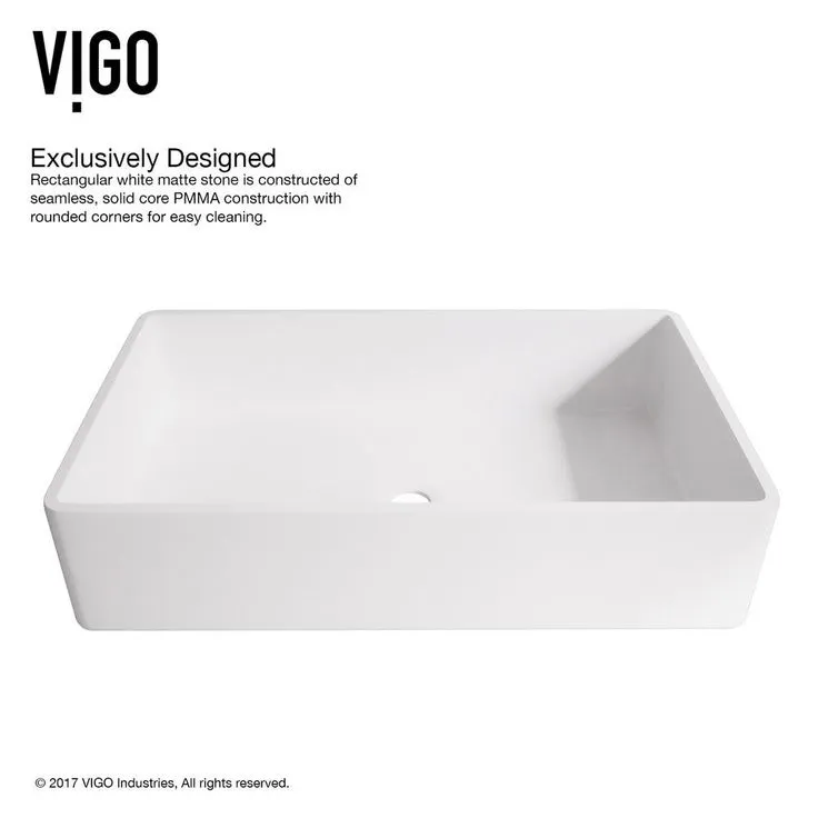 VIGO Magnolia Matte Stone Vessel Bathroom Sink in White with Duris Vessel Faucet in Brushed Nickel, photo 4 of 11