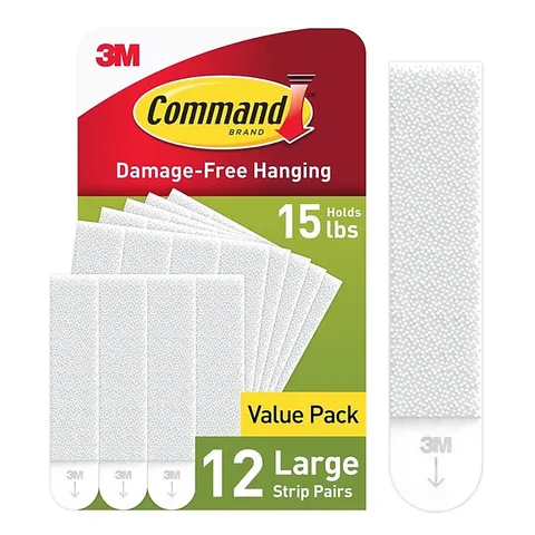 Command Picture Hanging Strips, White, Large, 12 Pairs