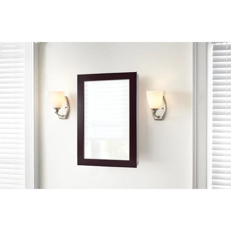 15-1/4 in. W x 26 in. H Framed Surface-Mount Bathroom Medicine Cabinet in Java, photo 3 of 4
