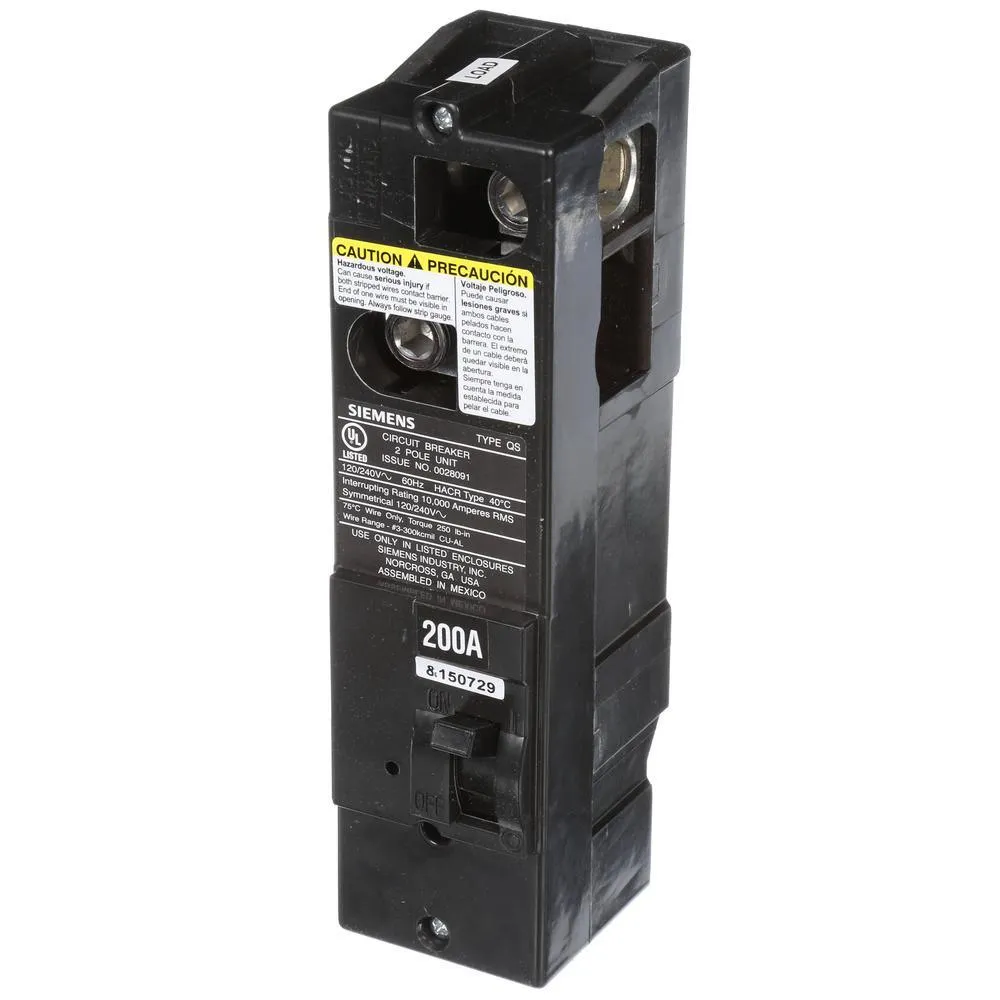Siemens 200 Amp Double-Pole 10kA Type QS Multi-Family Main Breaker, photo 5 of 11