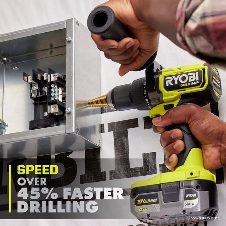 RYOBI 18-Volt ONE+ Lithium-Ion Cordless Brushless 1/2 in. Hammer Drill/Driver Kit with 4.0Ah LITHIUM+ Battery, Charger and Bag, photo 4 of 8