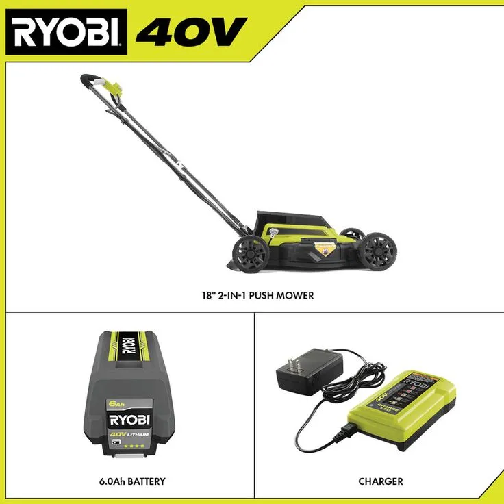 RYOBI 18 in. 40-Volt 2-in-1 Lithium-Ion Cordless Battery Walk Behind Push Mower 4.0 Ah Battery/Charger Included, photo 5 of 9