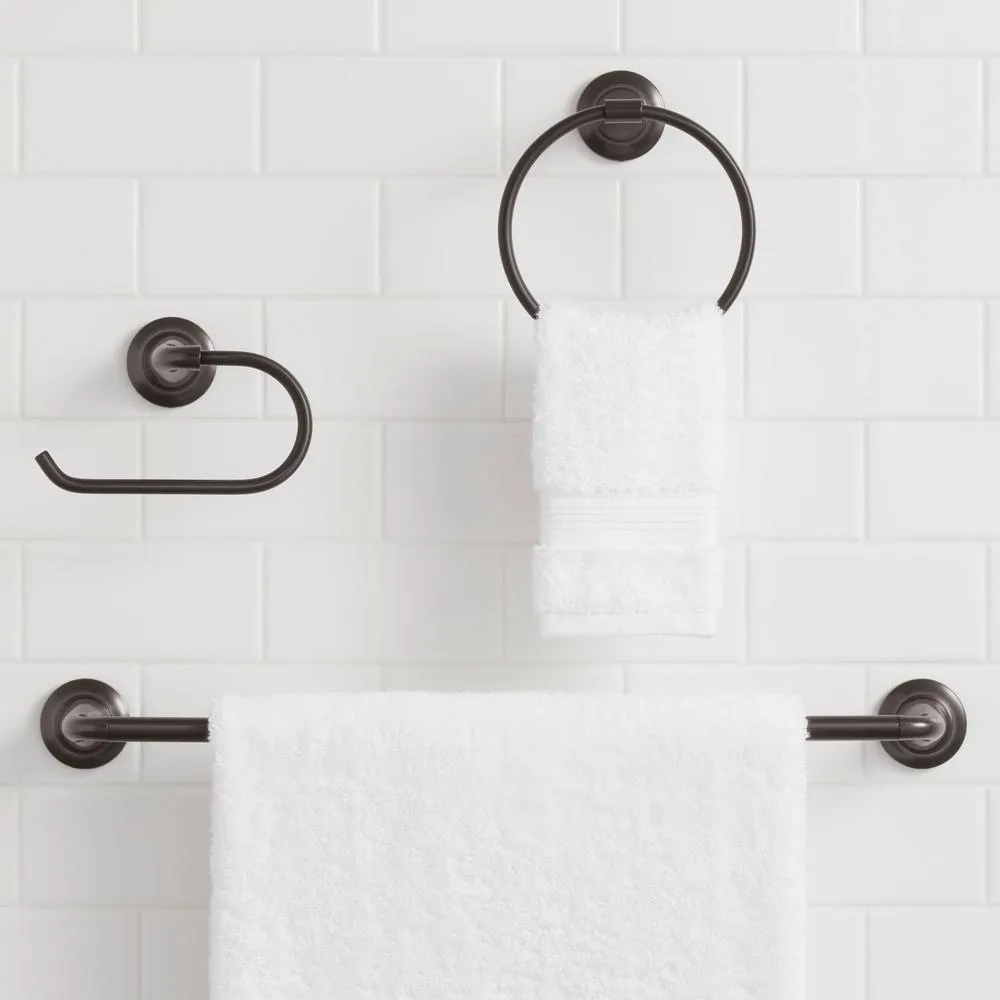 Constructor 3-Piece Bath Hardware Set with Expandable Towel Bar, Towel Ring, and Toilet Paper Holder in Bronze, photo 3 of 8