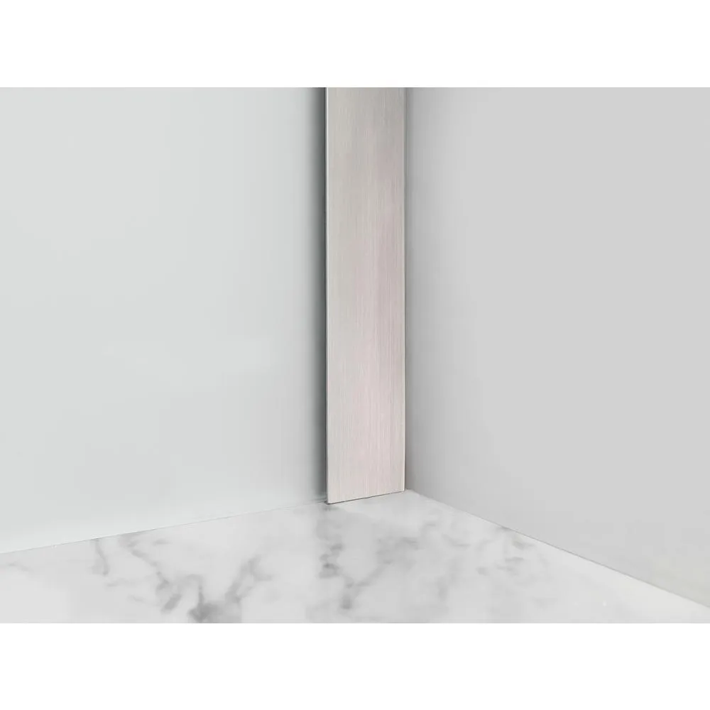 Langham XL 68 - 72 in. x 80 in. Frameless Sliding Shower Door with Ultra-Bright Frosted Glass in Stainless Steel, photo 5 of 22