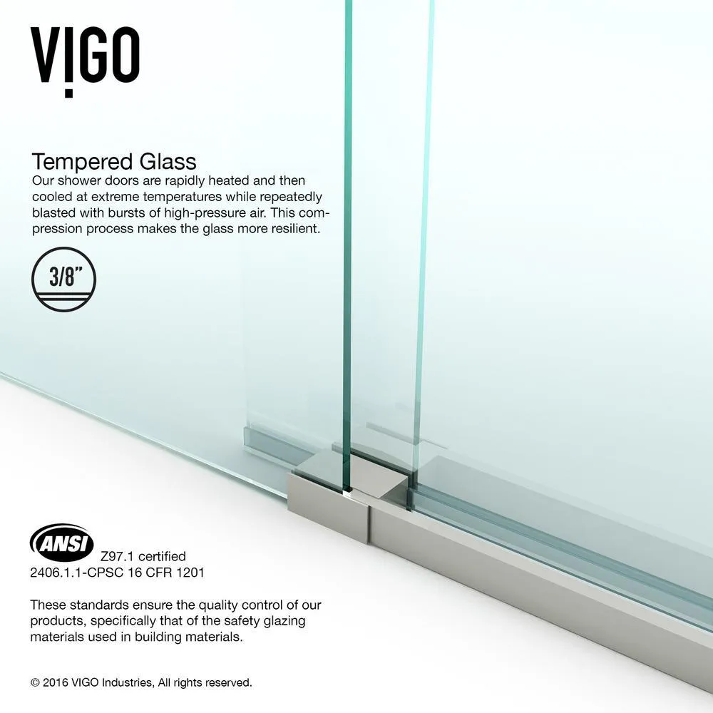 Winslow 34.625 in. x 74 in. Frameless Corner Bypass Shower Enclosure in Stainless Steel with Clear Glass, photo 6 of 15