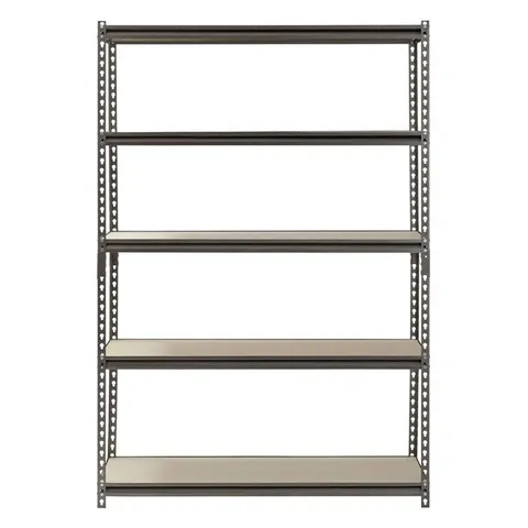 48 in wide · 18 in deep · 72 in high, 5-Shelf Steel Shelving, Silver-Vein