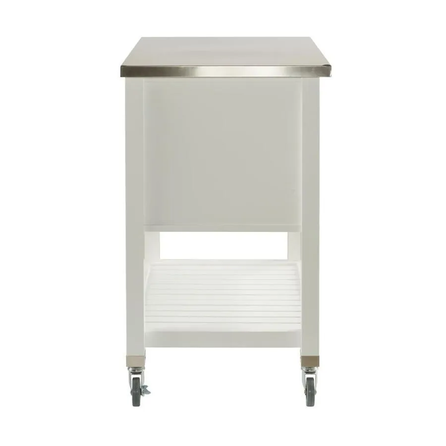 Linon White Composite Base with Stainless Steel Metal Top Kitchen Cart (22.05-in x 30-in x 36.02-in), photo 2 of 5