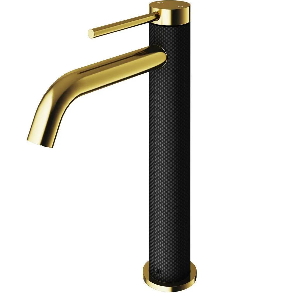 VIGO Lexington Single Hole Single-Handle cFiber Vessel Bathroom Faucet in Matte Black, photo 3 of 4