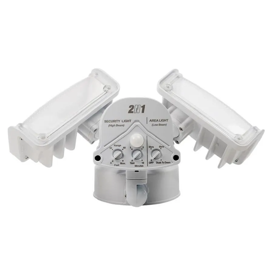 Good Earth Lighting 240-Degree 2485-Lumen Dual Detection Zone White Hardwired Integrated LED Motion-Activated Flood Light with Timer, photo 4 of 5