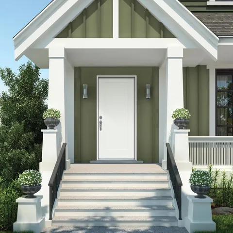 Craftsman 32 × 80 in Steel Right-Hand Inswing Unfinished 1 Panel Unfinished Prehung Single Front Door