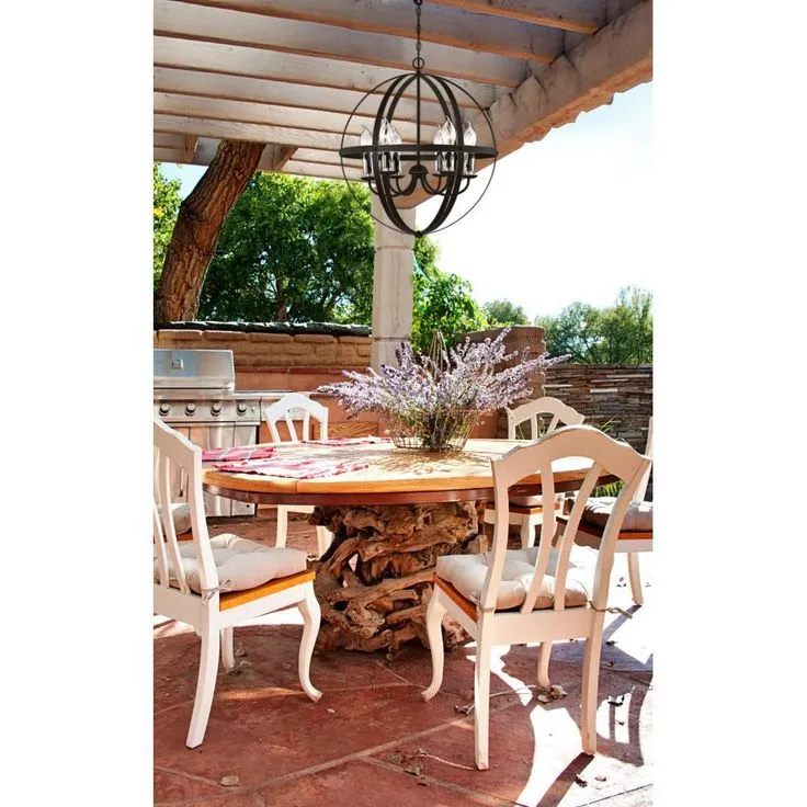 Stella Mira 6-Light Oil Rubbed Bronze with Highlights Outdoor Hanging Chandelier, photo 4 of 5