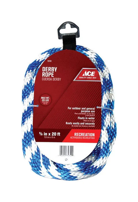 5/8 in. Diameter x 20 ft Blue/White Solid Braided Poly Derby Rope