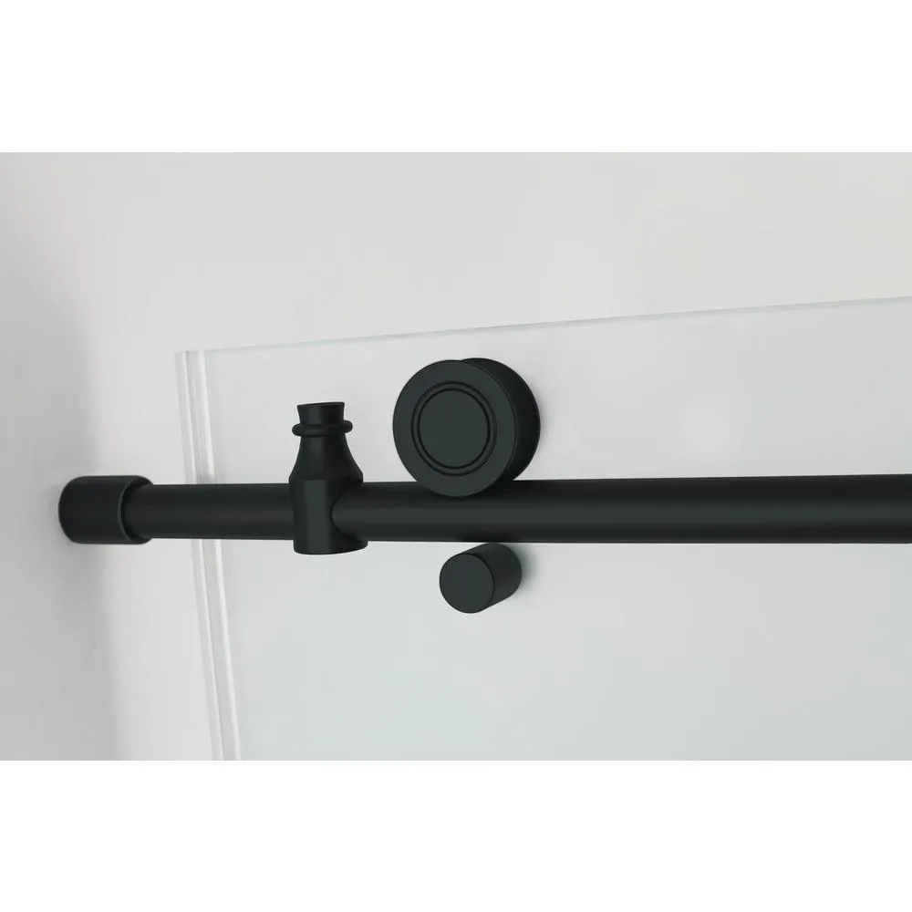 Coraline XL 60 - 64 in. x 80 in. Frameless Sliding Shower Door with Ultra-Bright Frosted Glass in Matte Black, photo 3 of 21