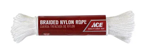 1/8 in deep · 48 ft long White Braided Nylon Rope