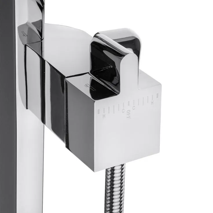 1-Handle Freestanding Floor Mount Roman Tub Faucet Bathtub Filler with Hand Shower in Chrome, photo 2 of 11