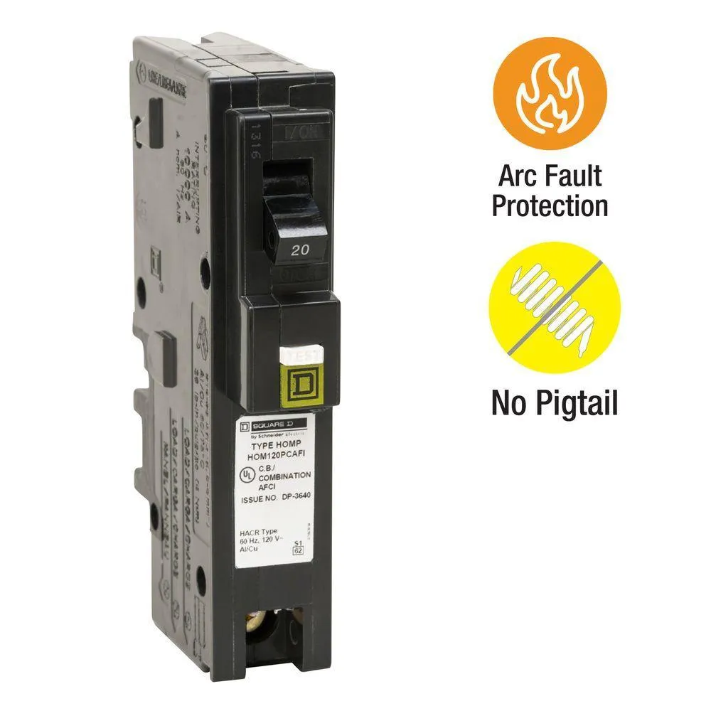 Schneider Electric Square D Homeline 20 Amp Single-Pole Plug-On Neutral Dual Function (CAFCI & GFCI) Circuit Breaker, HOM120PDFC, photo 10 of 22
