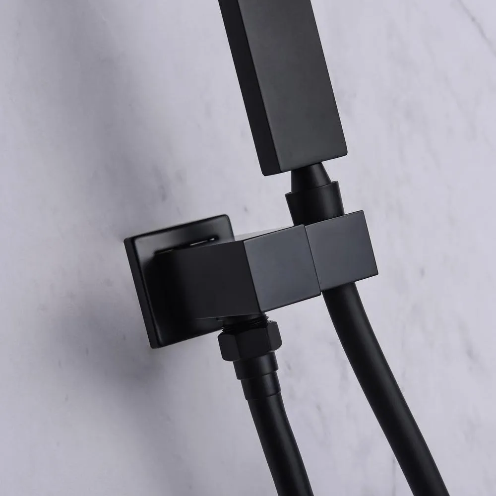 1-Spray Patterns with 2.5 GPM 10 in. Wall Mount Rain Dual Shower Heads in Matte Black, Shower System / Faucet Set, photo 7 of 9