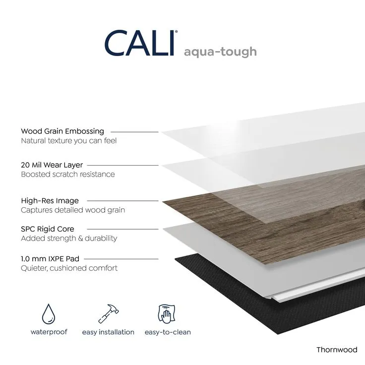 CALI Aqua Tough Thornwood Brown 20-mil x 7-3/32-in W x 48-in L Waterproof Interlocking Luxury Vinyl Plank Flooring (23.77-sq ft/ Carton), photo 7 of 12