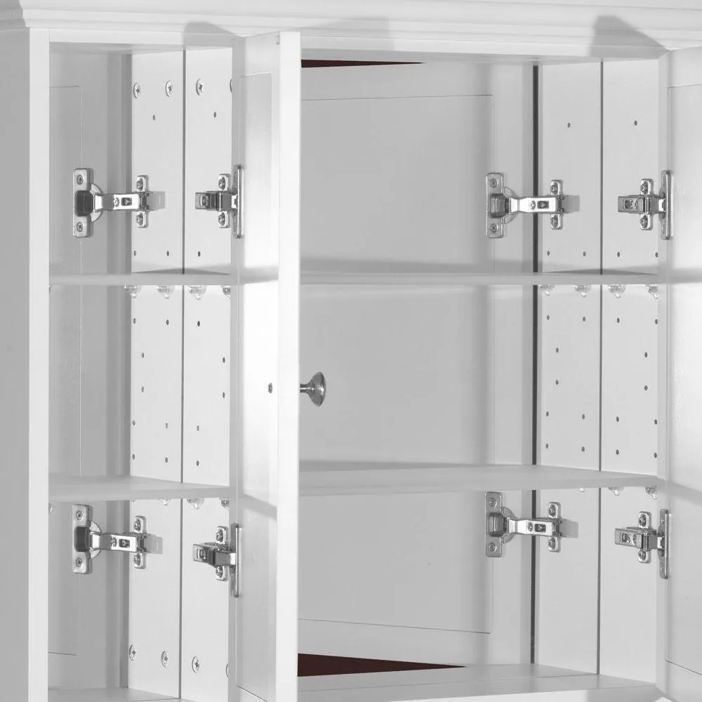 Simplicity by Strasser Shaker 48 in. W x 27 in. H x 6-1/2 in. D Framed Tri-View Surface-Mount Bathroom Medicine Cabinet in Satin White, photo 3 of 4