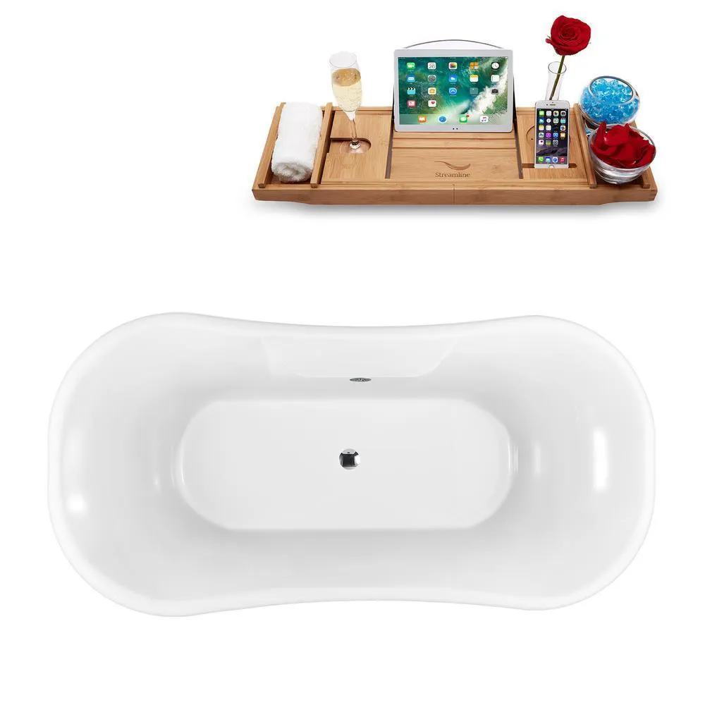 Streamline 68 in. Acrylic Fiberglass Clawfoot Non-Whirlpool Bathtub in Black, photo 4 of 8