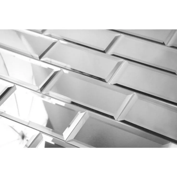 ABOLOS Reflections Silver Straight Edge 3 in. x 12 in. Glass Mirror Subway Wall Tile (14 sq. ft. / case), photo 4 of 5