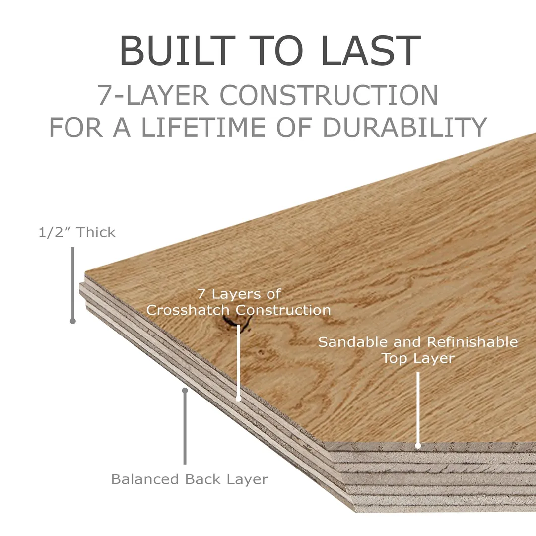 Element Flooring Sahara Yuma Sand European white oak 1/2-in T x 7-1/2-in W Smooth/Traditional Engineered Hardwood Flooring ( 31.09-sq ft / Carton ), photo 12 of 14