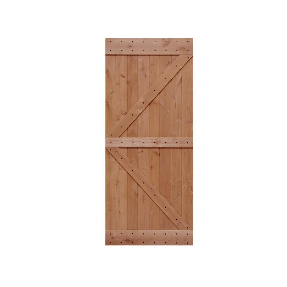 LUBANN 32 in. x 84 in. Ready-to-Assemble British Brace Hardwood Interior Sliding Barn Door Slab with Hardware Kit, photo 26 of 27