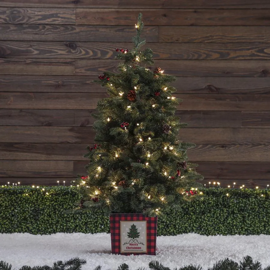 Holiday Living 4-ft Mixed Needle Pre-Lit Slim Artificial Christmas Tree with 100 Constant White Clear Incandescent Lights, photo 3 of 5