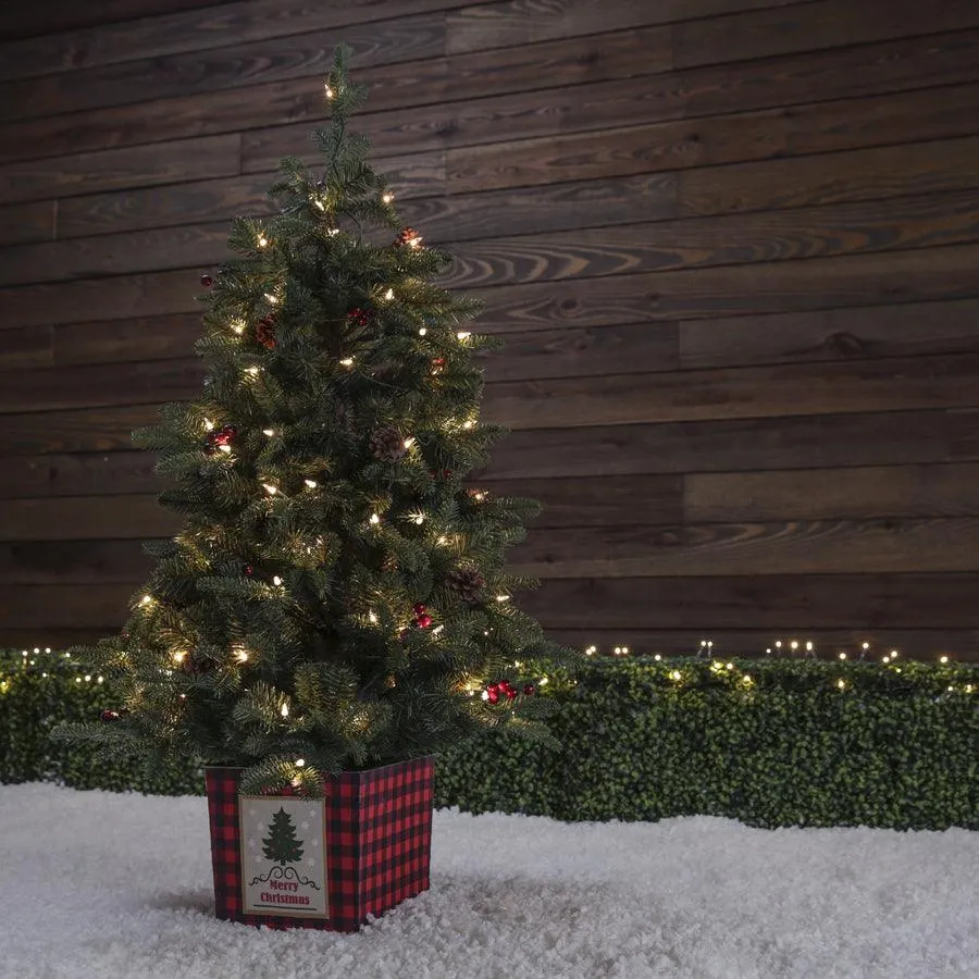 Holiday Living 4-ft Mixed Needle Pre-Lit Slim Artificial Christmas Tree with 100 Constant White Clear Incandescent Lights, photo 4 of 5