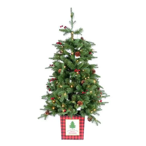 Holiday Living 4-ft Mixed Needle Pre-Lit Slim Artificial Christmas Tree with 100 Constant White Clear Incandescent Lights, photo 5 of 5