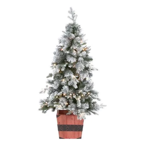 Holiday Living 4-ft Pine Pre-Lit Traditional Slim Flocked Artificial Christmas Tree with 100 Constant White Clear Incandescent Lights, photo 5 of 5
