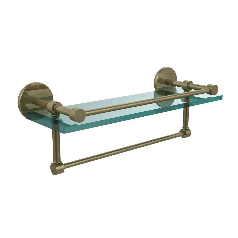 Allied Brass 16 in. L x 5 in. H x 5 in. W Clear Glass Bathroom Shelf with Towel Bar in Oil Rubbed Bronze, photo 12 of 14