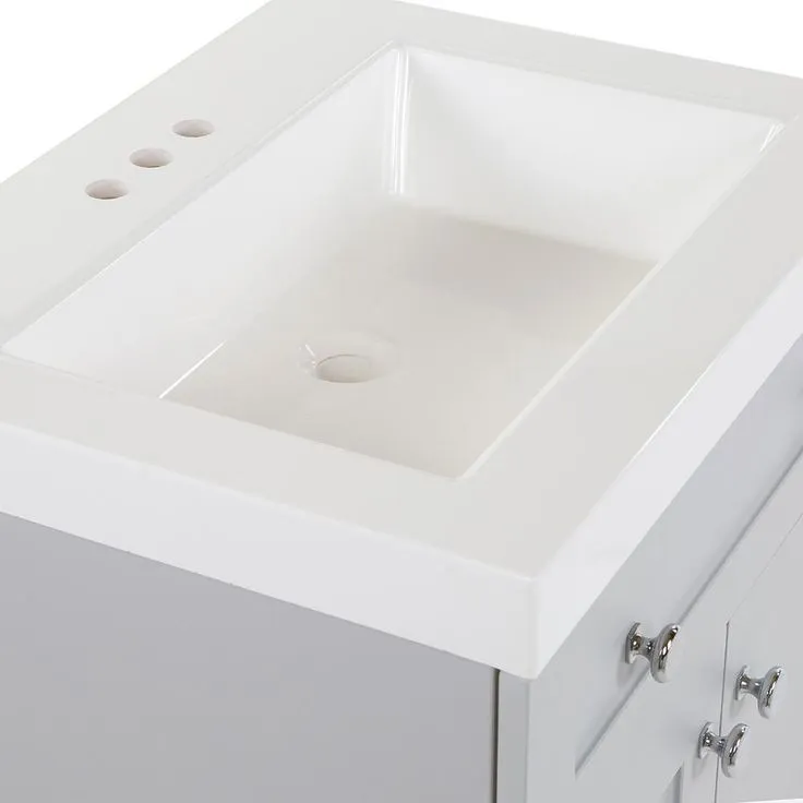 Everdean 24.5 in. W x 19 in. D x 34 in. H Vanity in Pearl Gray with Cultured Marble Vanity Top in White with White Sink, photo 9 of 10