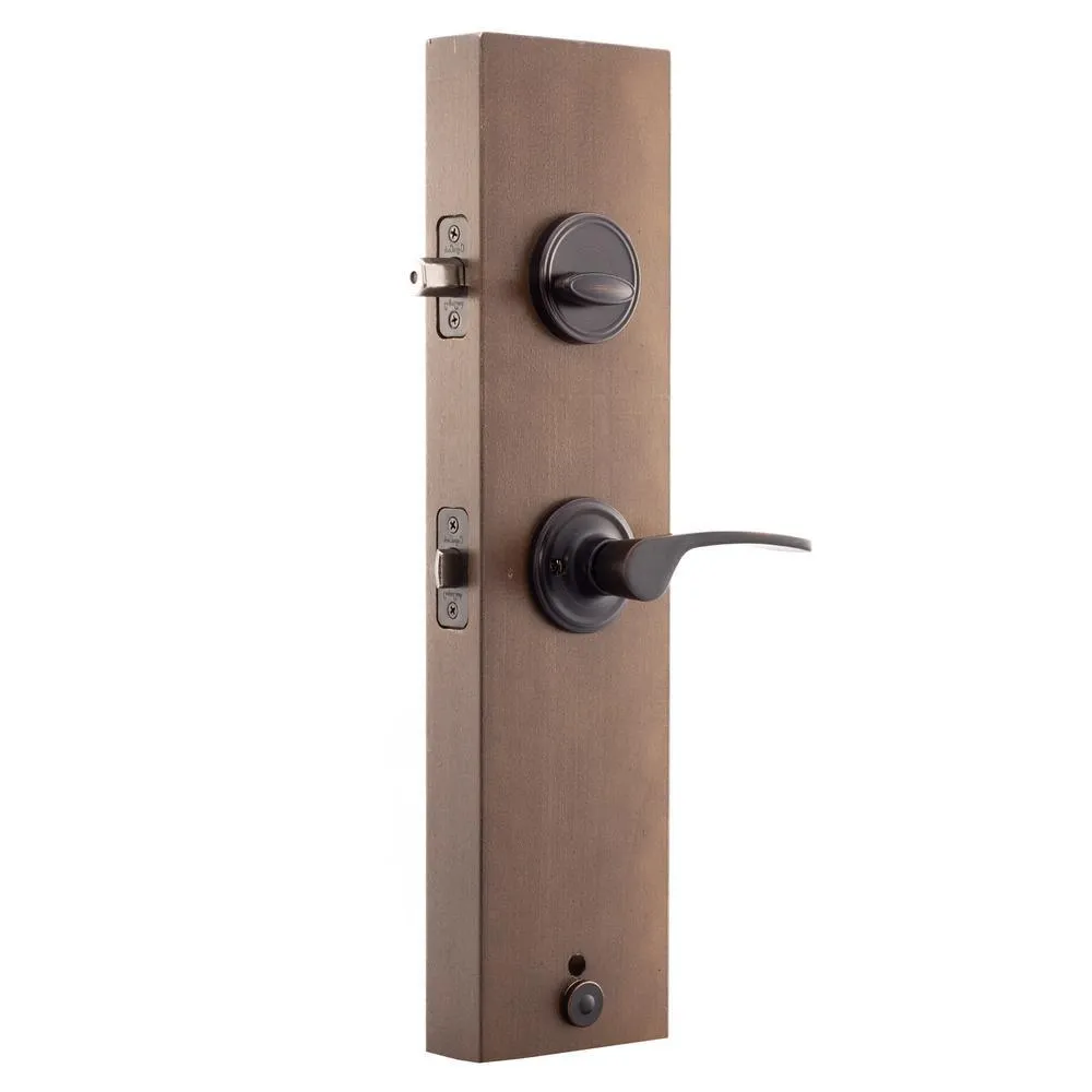 Soft Contemporary Tuscan Bronze Door Handleset with Left Hand Scandinavian Lever Trim, photo 4 of 5