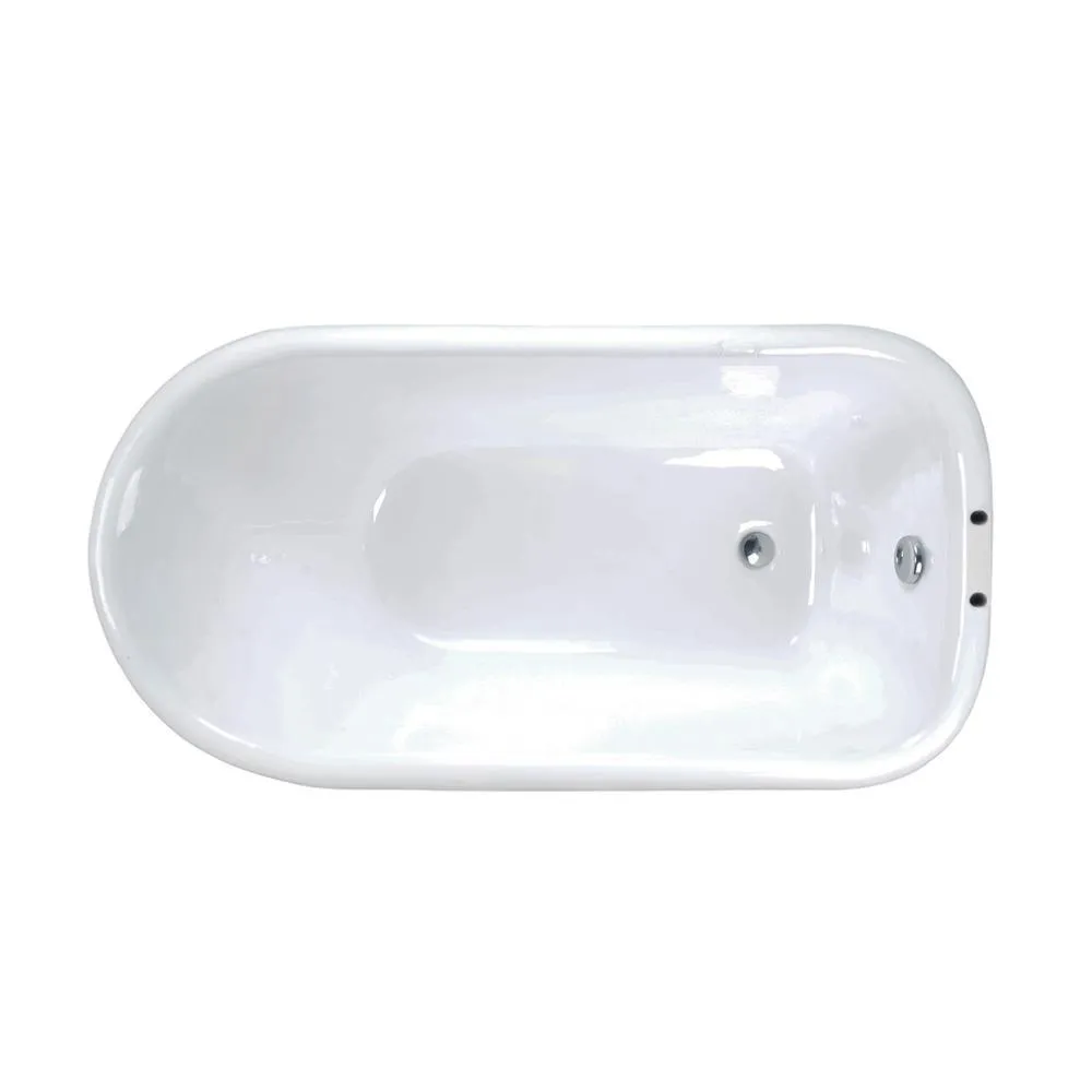 Aristo 55 in. Cast Iron Roll Top Clawfoot Non-Whirlpool Bathtub in White with 7 in. Faucet Holes and CP Feet, photo 4 of 6
