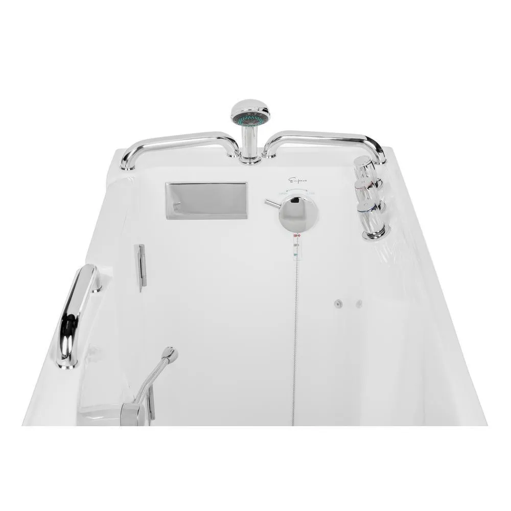 Empava 52.5 in. Left Side Walk-in Freestanding Bathtub Flatbottom Soaking SPA Tub in White, photo 9 of 10