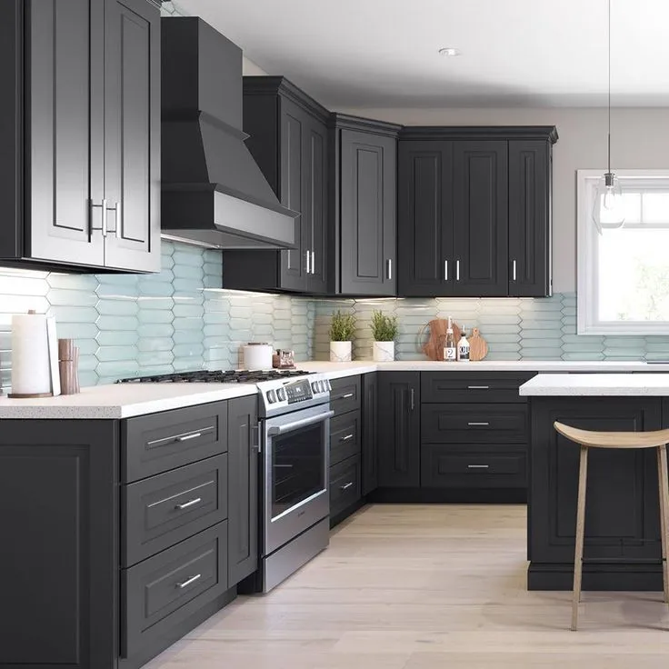 Home Decorators Collection Grayson 18 in. W x 24 in. D x 90 in. H Assembled Plywood Pantry Kitchen Cabinet in Deep Onyx with 4ROT Soft Close RH, photo 3 of 5