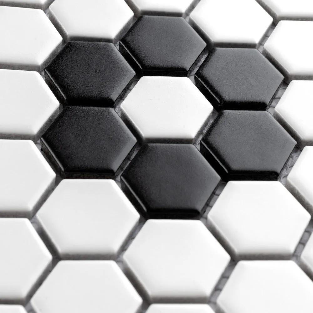 Merola Tile Metro Hex Matte White with Flower Porcelain Mosaic Tile, 10-1/4 in. x 11-7/8 in., 6mm (8.56 sq. ft./Case), photo 7 of 8