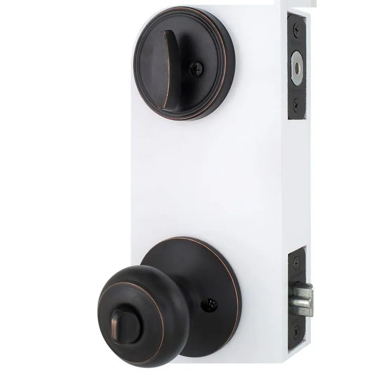 Defiant Hartford Aged Bronze Entry Knob and Single Cylinder Deadbolt Combo Pack, photo 5 of 8