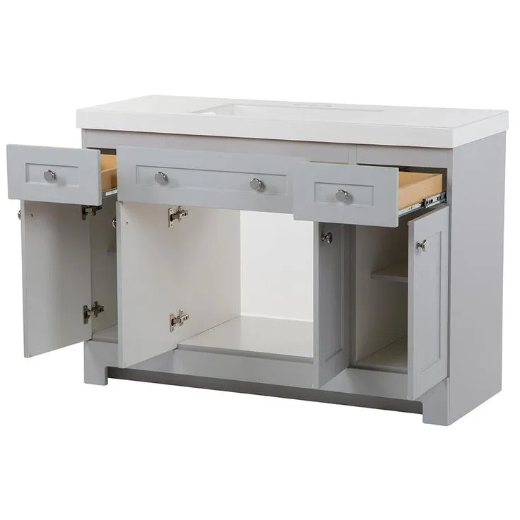 Everdean 48.5 in. W x 18.75 in. D Vanity in Pearl Gray with Cultured Marble Vanity Top in White with White Sink, photo 2 of 11