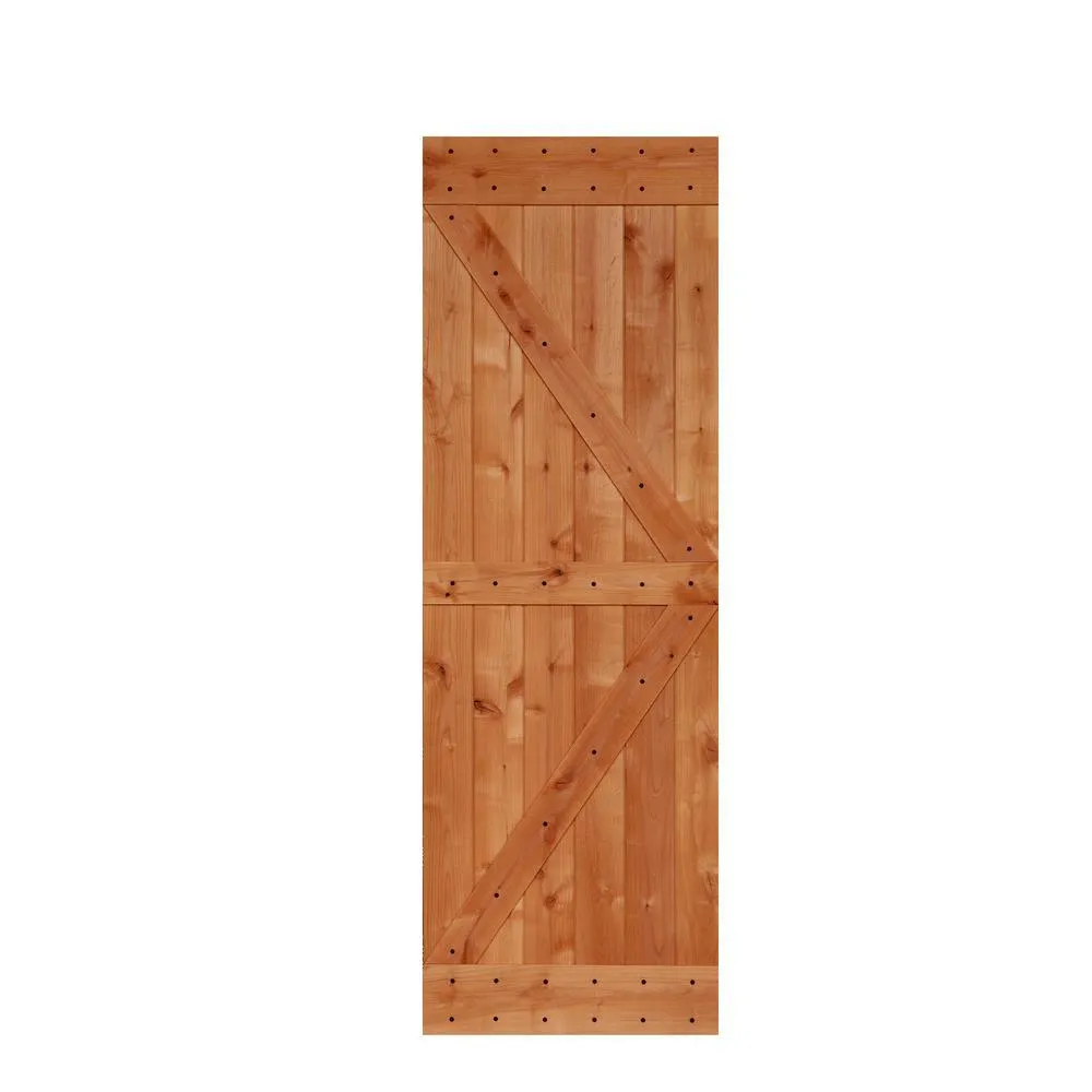 LUBANN 32 in. x 84 in. Ready-to-Assemble British Brace Hardwood Interior Sliding Barn Door Slab with Hardware Kit, photo 20 of 27