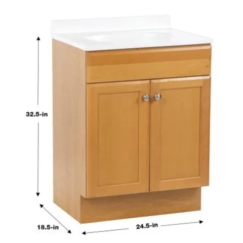 24.5-in Golden Single-Sink Bathroom Vanity w/ White Cultured Marble Top
