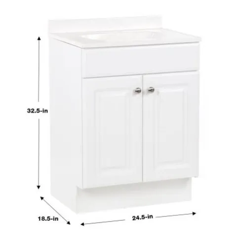 24-in White Single-Sink Bathroom Vanity with Cultured Marble Top