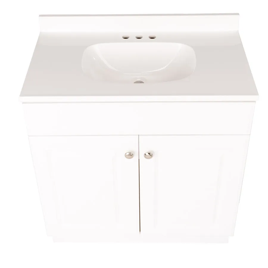 Project Source 30.5-in White Single Sink Bathroom Vanity with White Cultured Marble Top, photo 2 of 24
