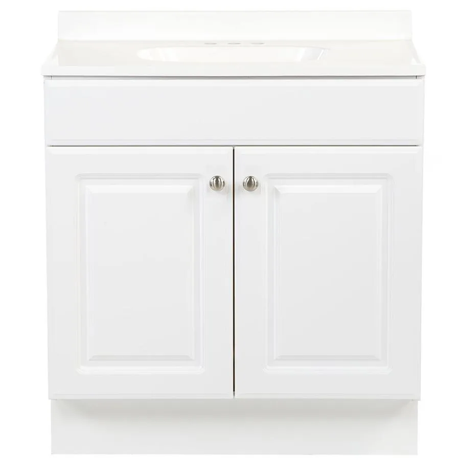 Project Source 30.5-in White Single Sink Bathroom Vanity with White Cultured Marble Top, photo 15 of 24