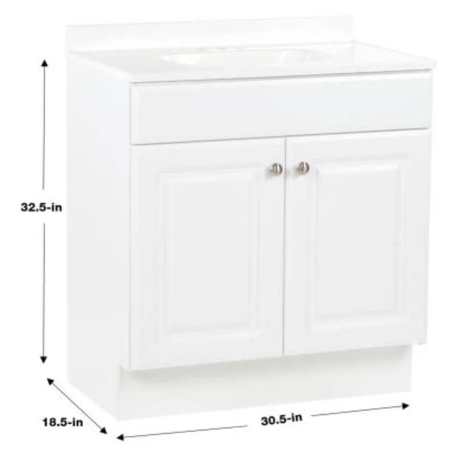 Project Source 30.5-in White Single Sink Bathroom Vanity with White Cultured Marble Top, photo 7 of 24